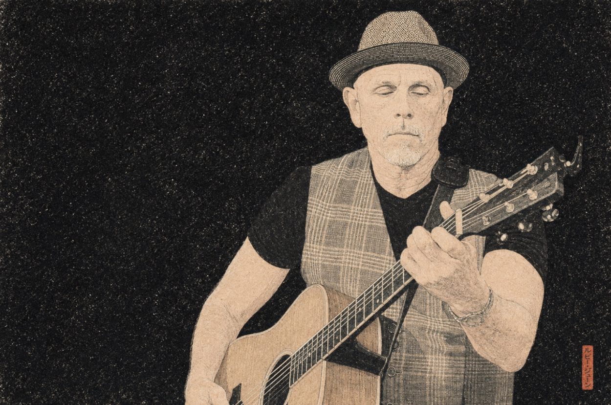 Judd Abrams with an acoustic guitar
